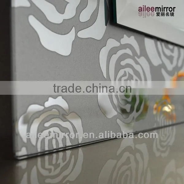 White framed mirror black glass panels mirror