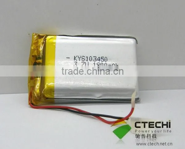 3.7v 1800mah li polymer battery 103450 li-ion prismatic battery