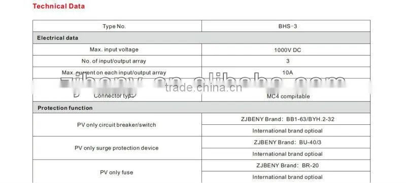 3 in 1 out PV solar String box for Residential solar system