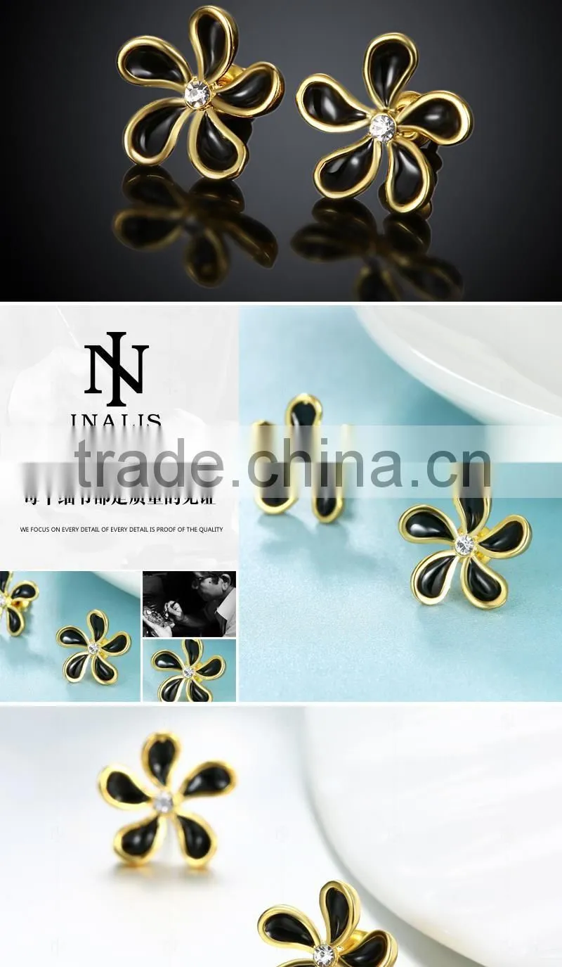 18K Gold Plated new simple design fashion flower stud earrings