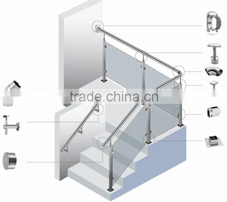 stainless steel glass fixing balustrade with accessories