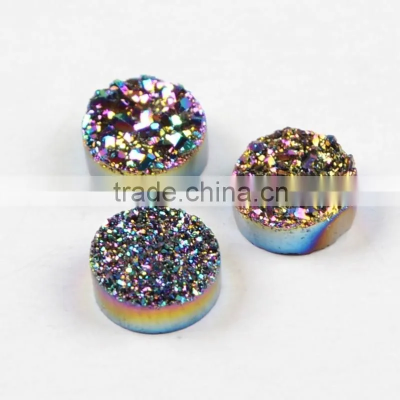 Cheap 10mm Round Purple Mauve Druzy Stones Cabochon Flat Back From Manufacture