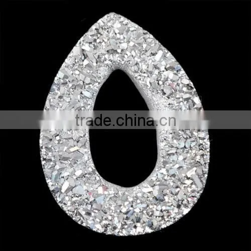 Silver Color Donut Cut Natural Drusy Stone For Jewelry