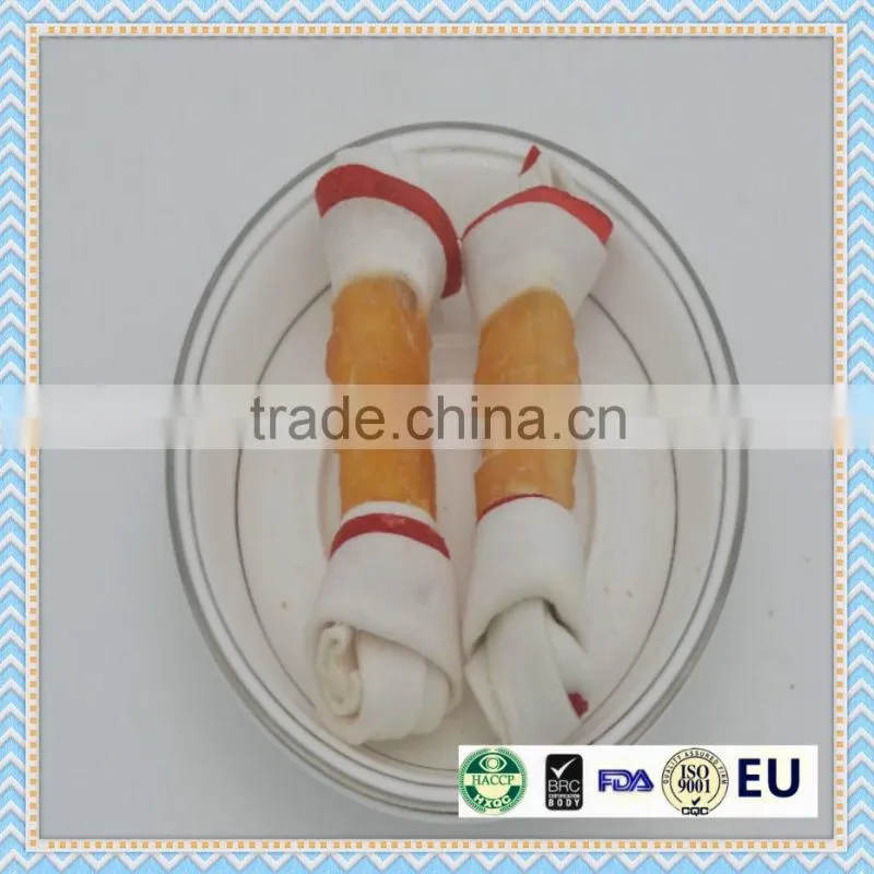Rawhide Bone Series chicken wrap two color bone dog chew bone