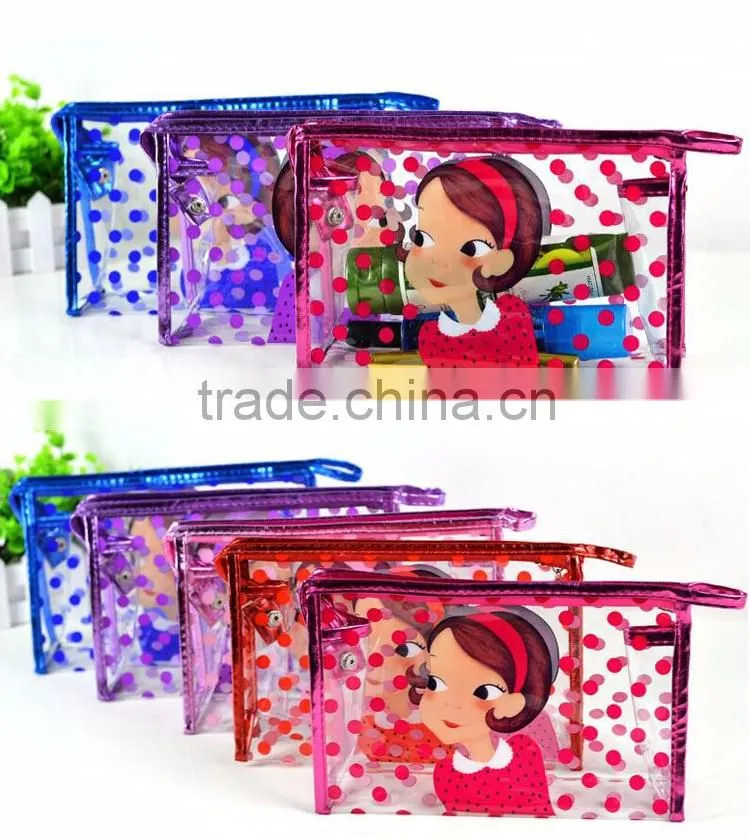 fashion transparent PVC for cartoon cosmetic bag simple small makeup bag