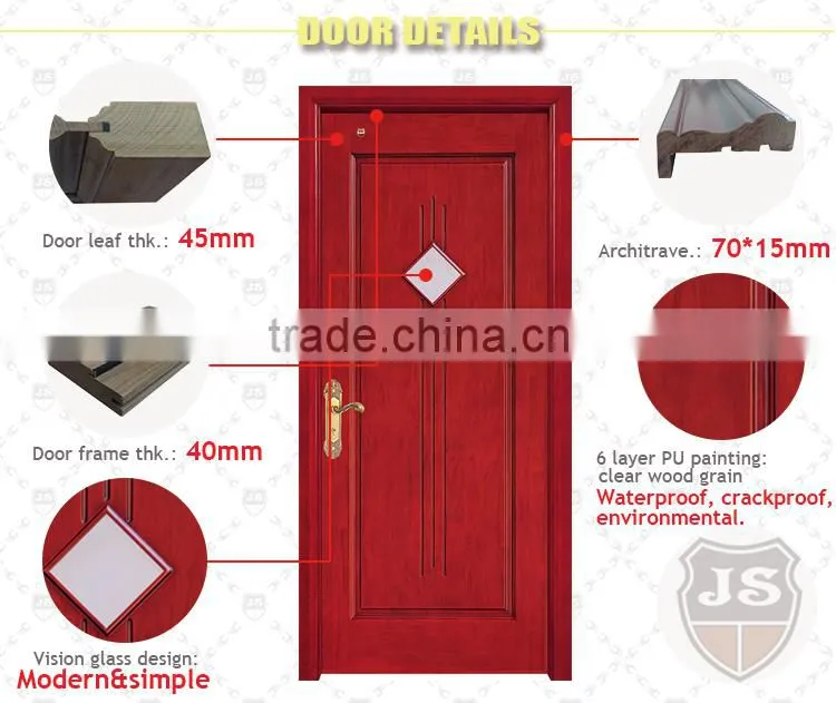 Decorative cheap bathroom door with frosted glass