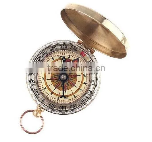 Classic pocket watch style bronzing antique camping compass with night light
