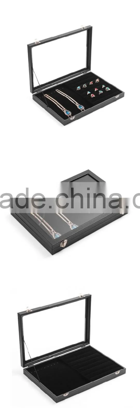 Mirrored velvet jewelry display tray ring display box