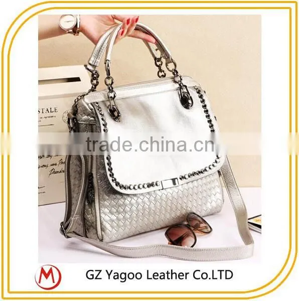 Customized high quality stripe beach canvas tote bag / cross body hobo bag
