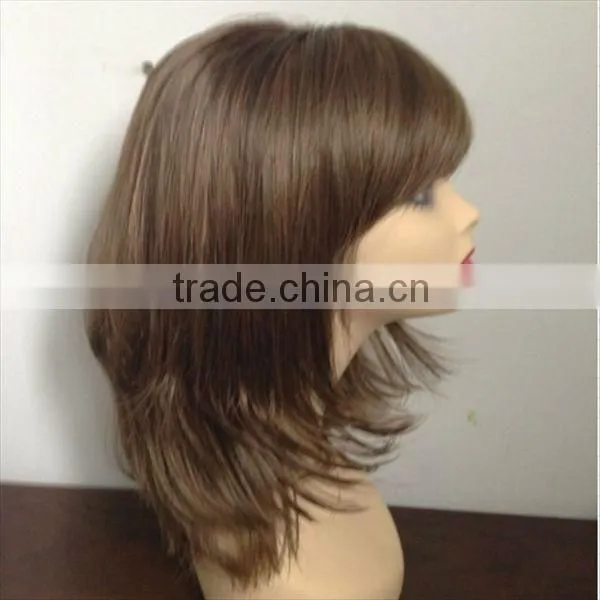 middle long hair wig with side swept bangs