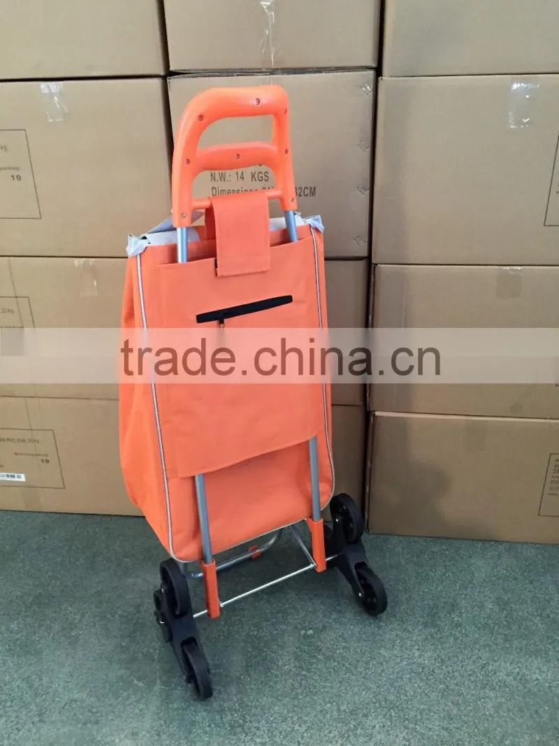 Three wheels climbing stairs folding shopping trolley cart bag