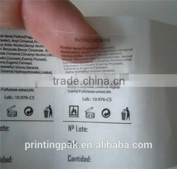 transparent custom packaging label stickers