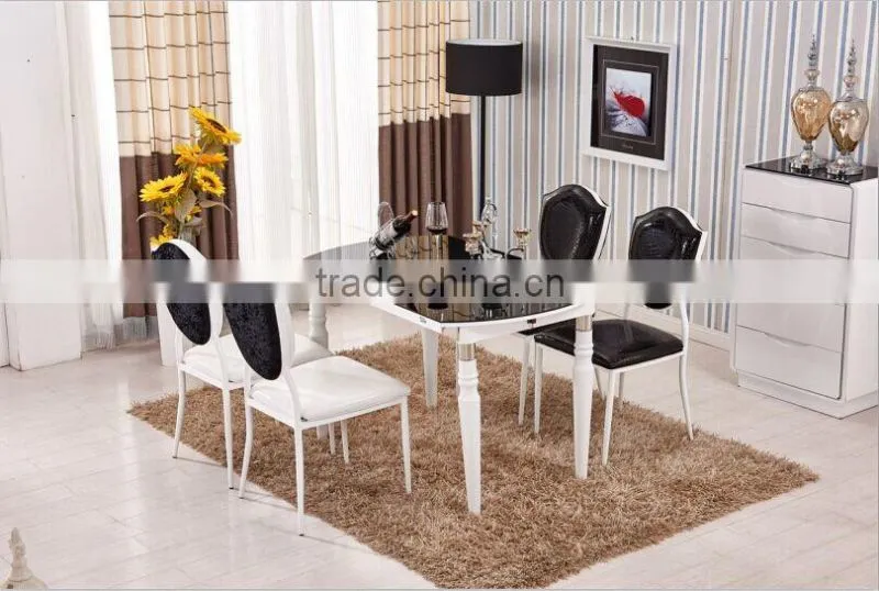 lovely happiness home / hotel/ restaurant 2-8 person folding extendable tempered glass dining table