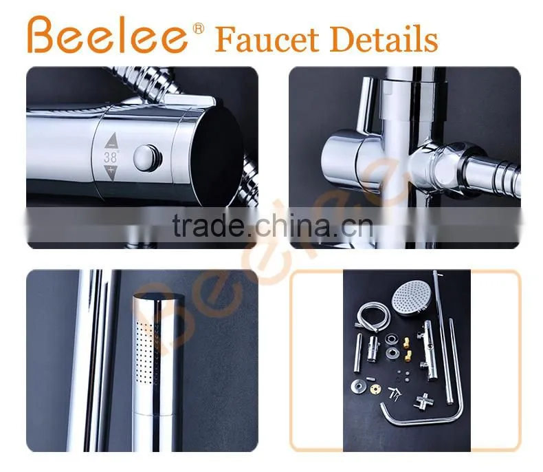 Solid brass thermostatic shower set with top shower hand handle shower
