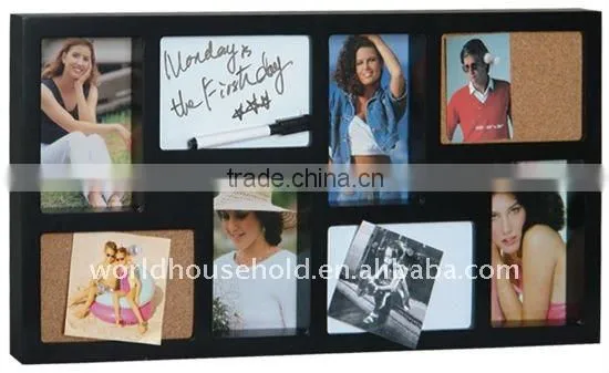 multifunctional wooden photo frame with cork message board