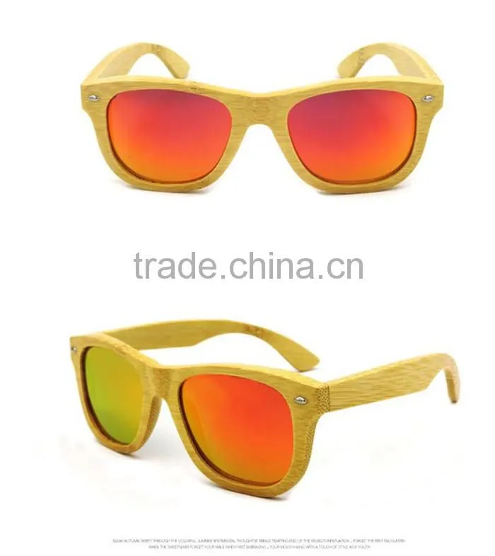 new fashion 2016 UV400 mirror color lens custom design bamboo wooden polarized sunglasses sun glass
