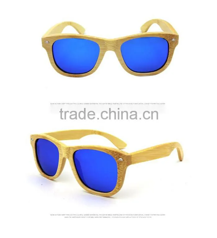 new fashion 2016 UV400 mirror color lens custom design bamboo wooden polarized sunglasses sun glass