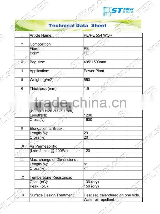 dacron water oil repellent dust filter bags technology,Dia495*1600mm