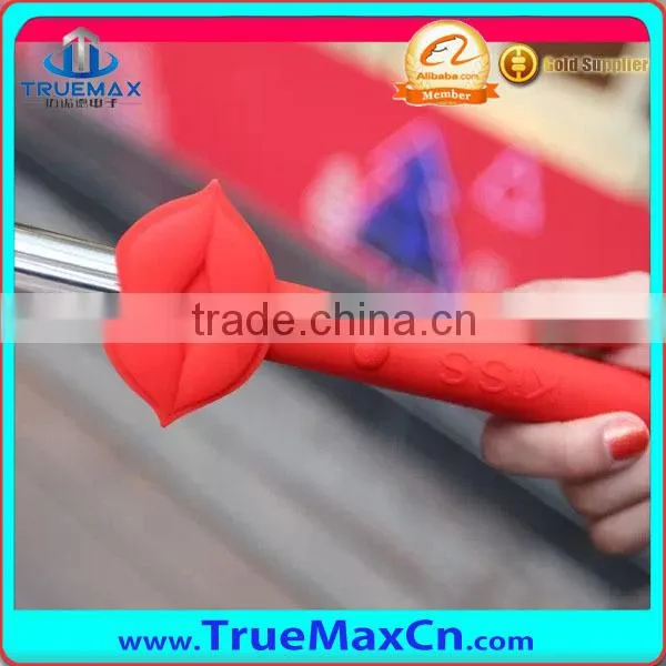 Mini cute cartoon lips style handeld selfie stick monopod, Wired Remote Camera Shutter