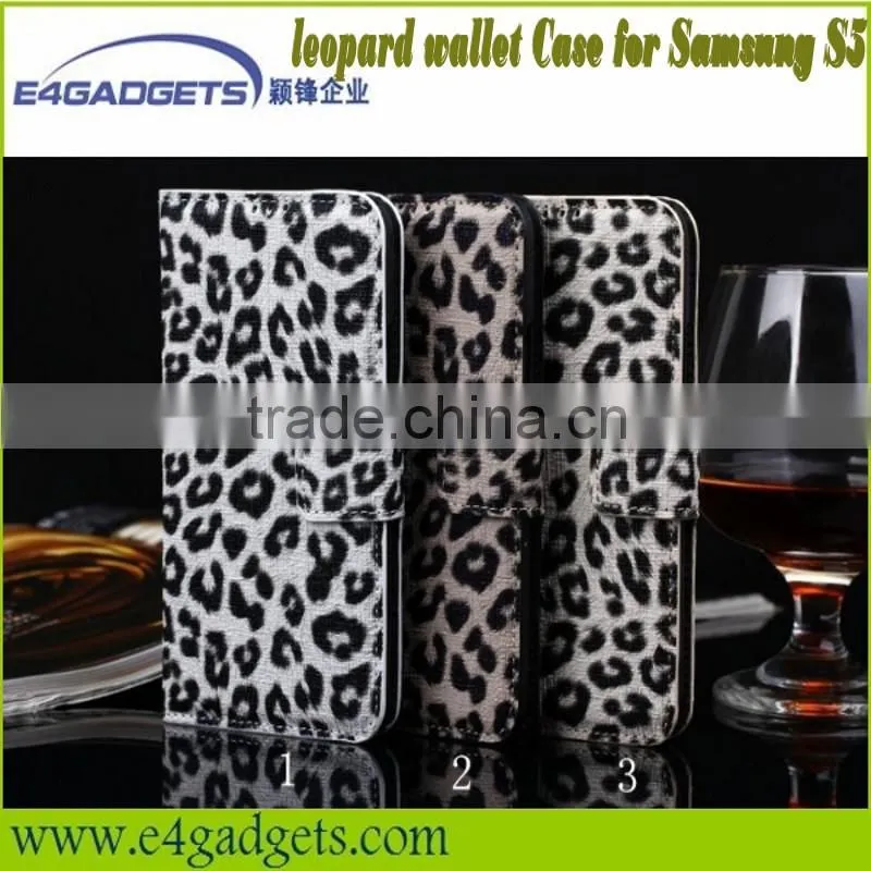 2014 New product Hot selling leopard Wallet phone case for galaxy s5,case for samsung galaxy s5