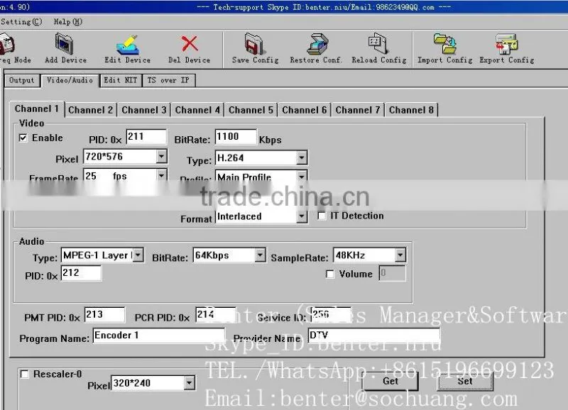 iptv SPTS mpts mpeg-4 encoder (8AV in,ASI+IP/MPTS/SPTS out)
