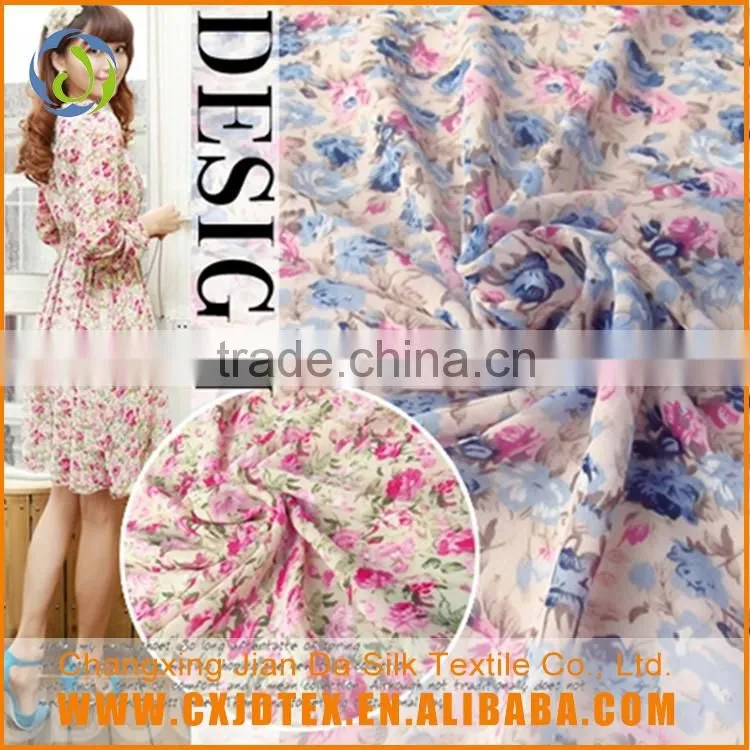 Custom printed polyester chiffon material women wholesale clothing fabric
