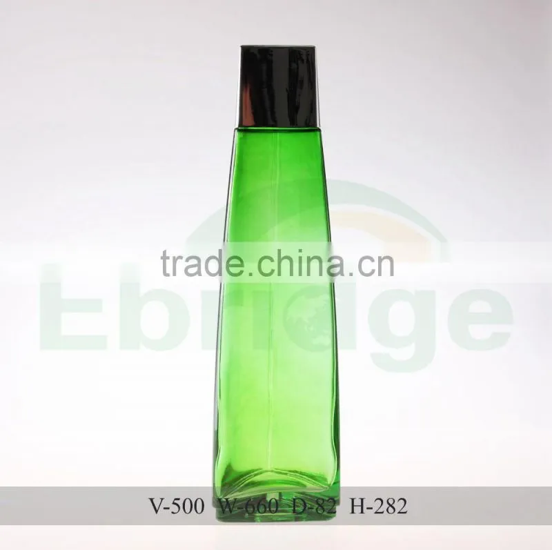 500ml colored glass triangle shape vodka liquor alcohol bottles