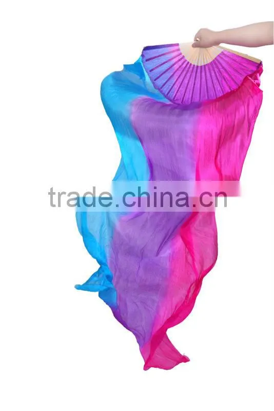 SWEGAL New belly dance silk fan rainbow colors in stock on sale