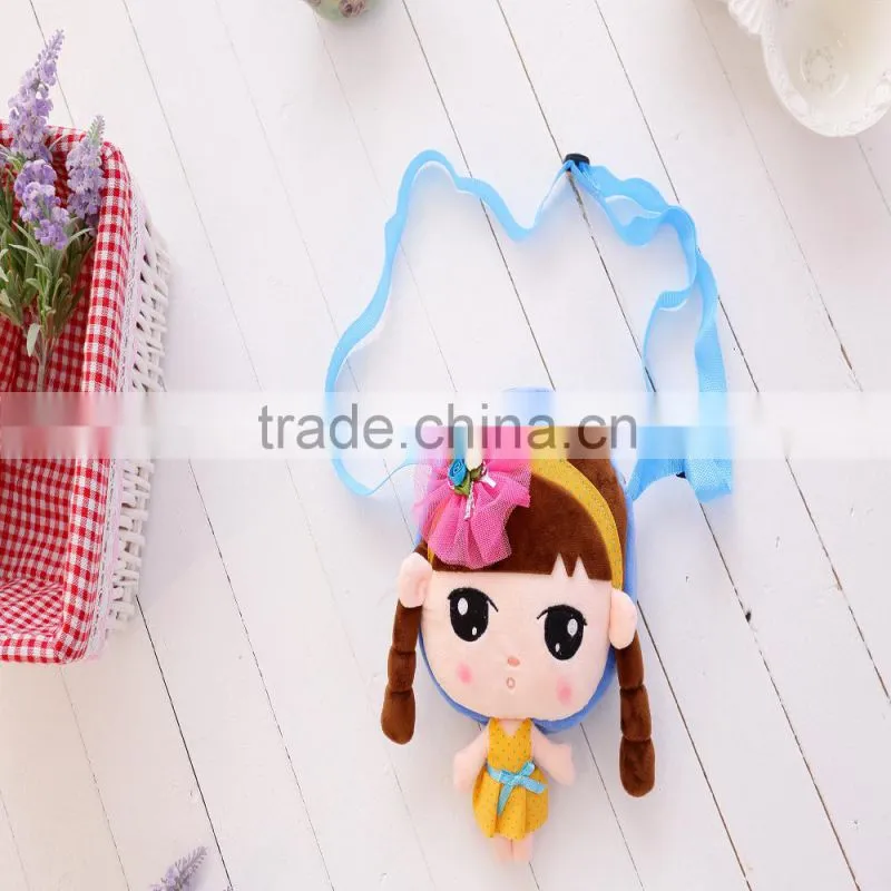 30*20cm beautiful customized blue plush Angel girl doll satchel with matched embroidery cap