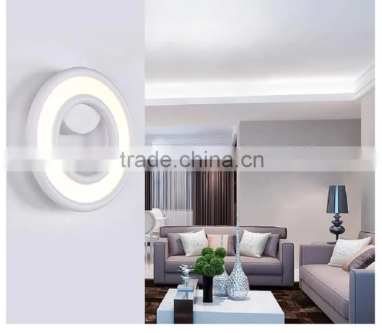 High Power Cool White Modern Wall Lamps 6W White Round Acrylic Wall Lamps