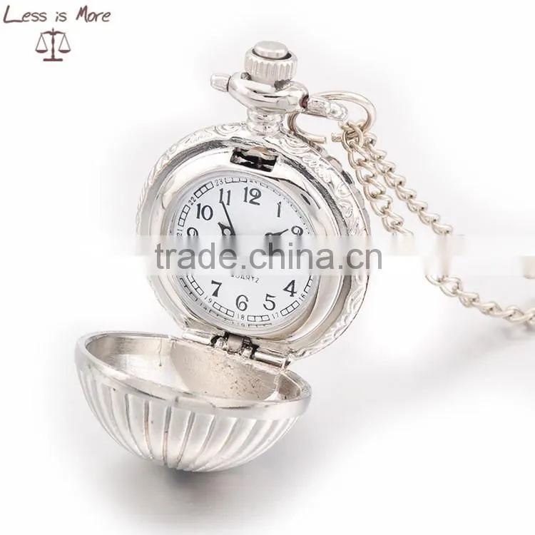 Gold & silver Round pocket watch necklace,antique watch pendant