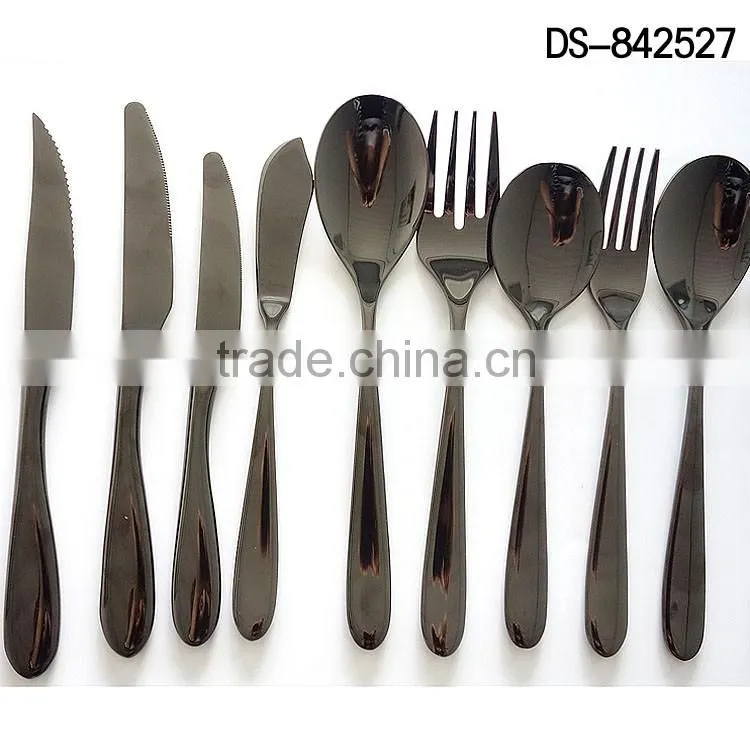Best sale black titanium design with cloth wheel light cutlery set