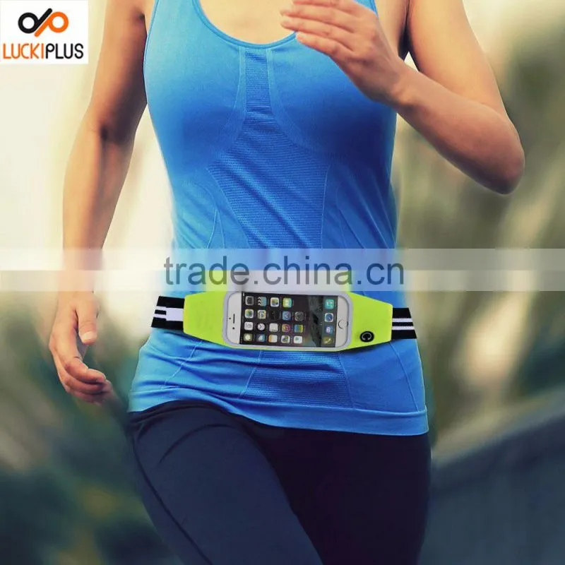 Luckiplus Running Belt Waist Pack,Sweatproof Reflective Belt Waist Bag for iPhone 6S/PLUS Transparent Touch Screen Window Green