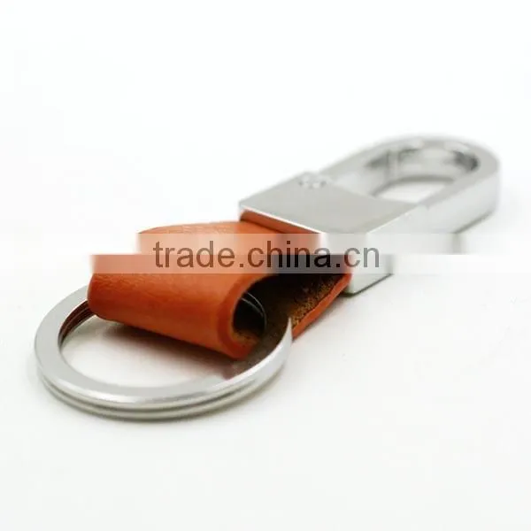 custom made authentic leather metal key chains with metal ring