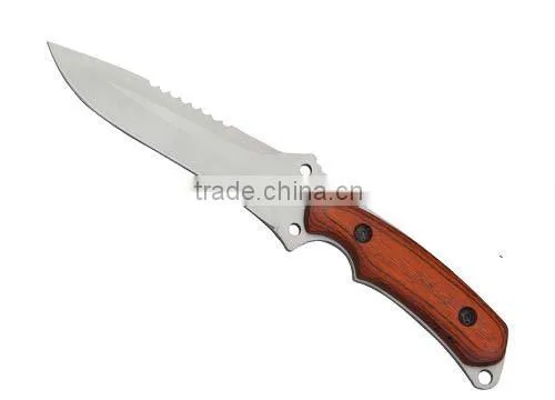 wooden handle combat knife
