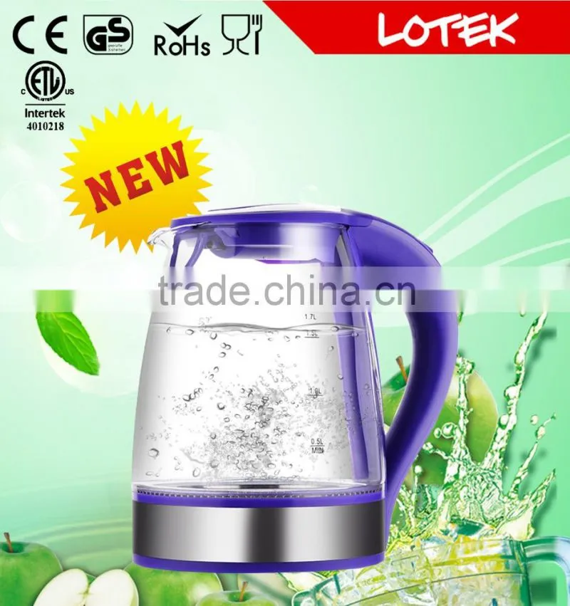striking blue led glass electirc kettle with 1.7L volume