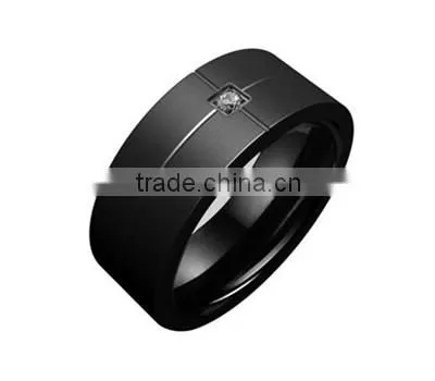 wholesales Titanium Rings black plating Wedding Band Mens carbon fiber titanium ring band