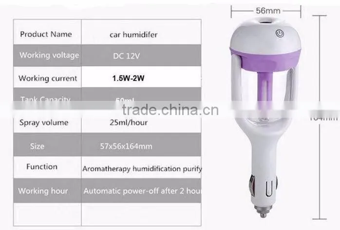 50ml aroma 180 degree rotation mini car humidifier ultrasonic car air purifier