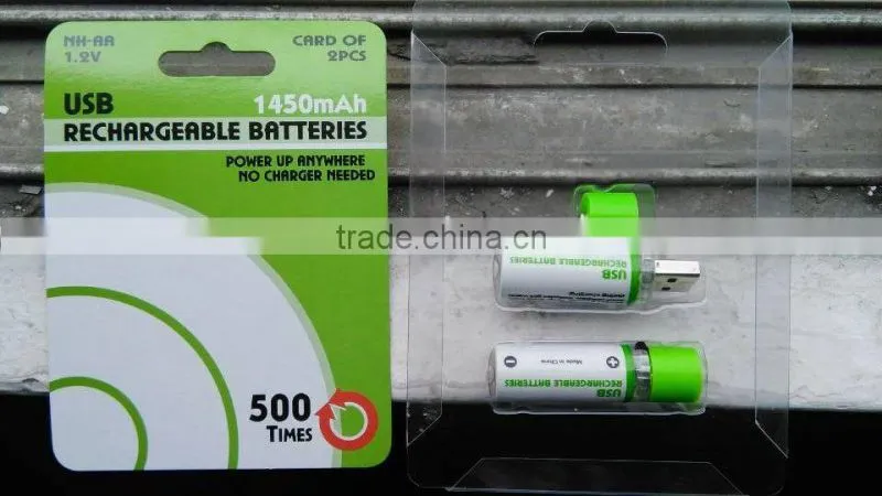 AA USB rechargeable battery 1450mAh USB rechargeable battery
