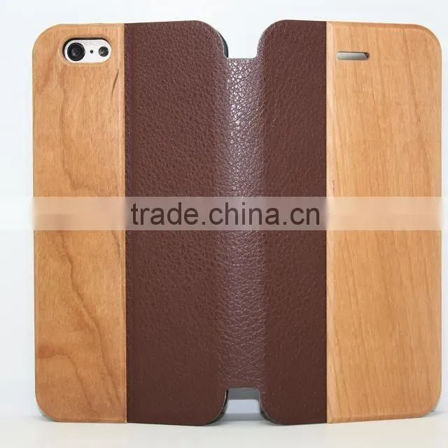 high quality real wood leather cell phone pu leather case for iphone