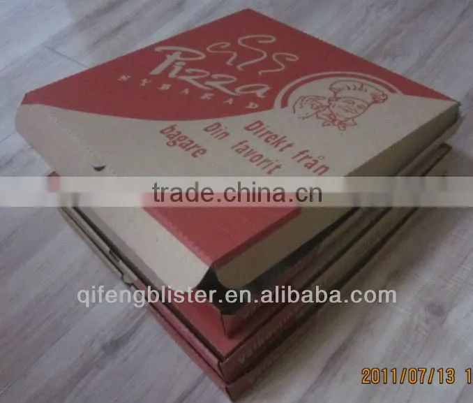 E-flute custom disposable corrugated pizza box/different size disposable corrugated pizza box with logo