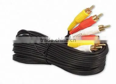 3RCA Composite AV Audio Video Cable Gold Plated Male M/M 50ft