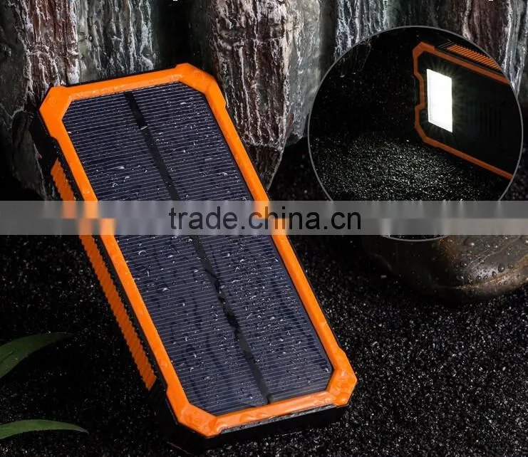 Made in china waterproof solar power bank solar camping light 8000mah dual USB
