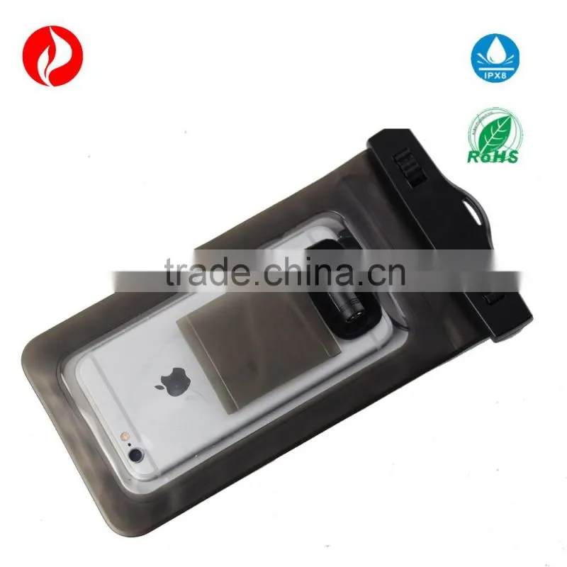 PVC material waterproof phone bag with headphone jack