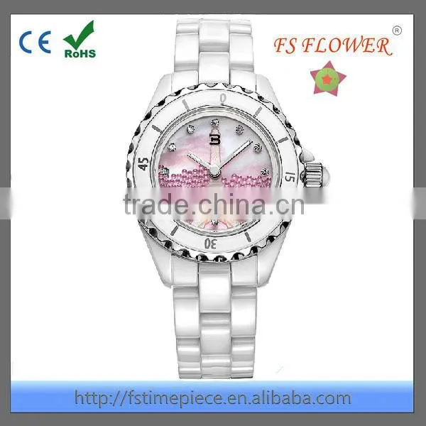FS FLOWER - Ceramic Watch with Sapphire Crystal and MOP Dial 2015 HOT Selling