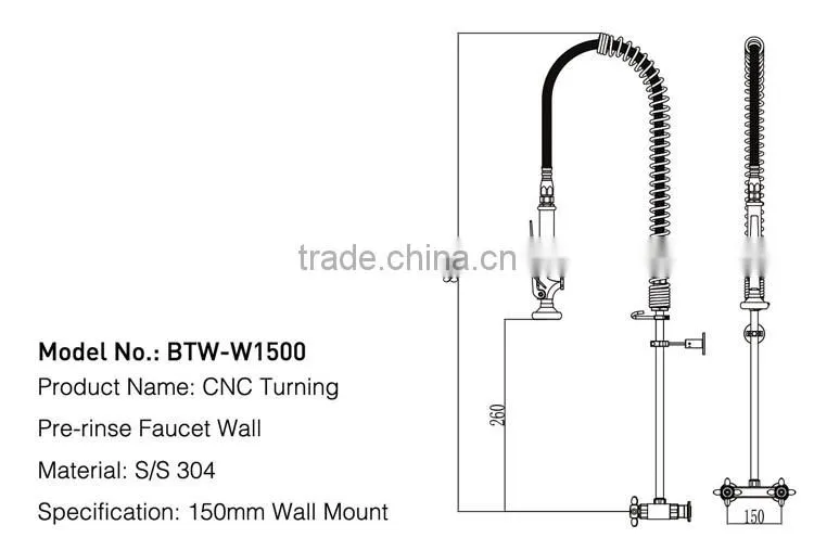 Commercial Pre-rinse pull down wall mounted italian stainless steel faucet