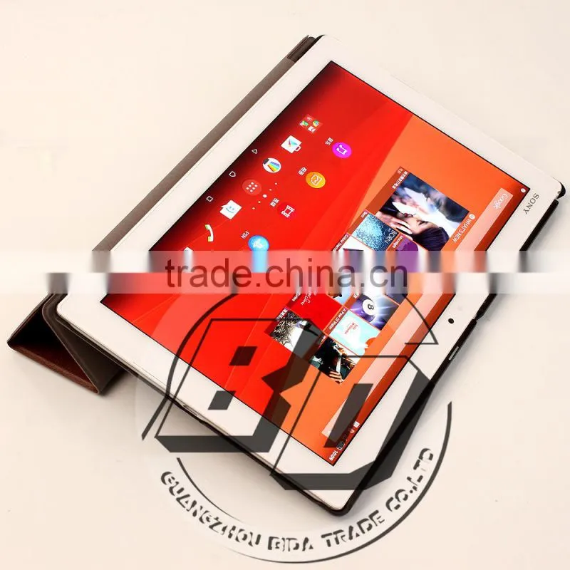 Manufacturer Wholesale Professional Three Folding Stand PU Leather Tablet Case For Sony Xperia Z4 Tablet lowest price