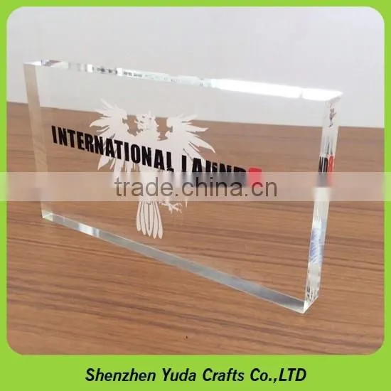 factory price acrylic logo blocks with base printing plexiglass name plate