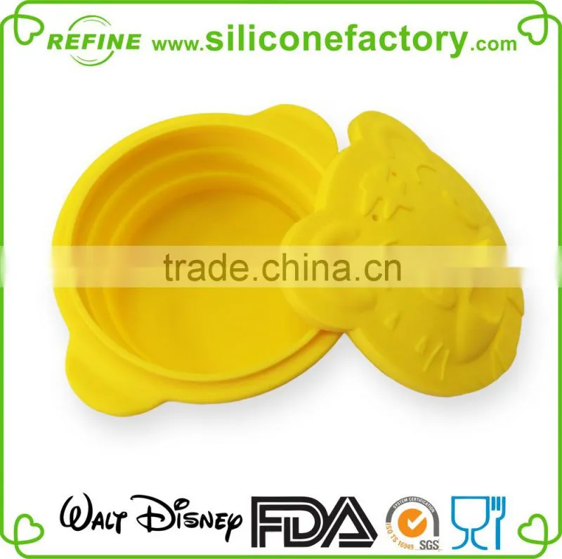 Portable kids using for camping travelling lovely silicone foldable bowl with cover