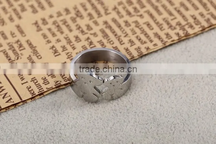 Wholesale Fashionable classical style silver stainless steel double bear finger ring